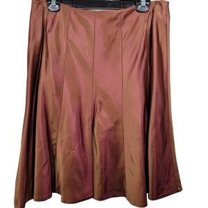 Carmen Marc Valvo Skirt 12 Brown Iridescent Flare Zip Lined